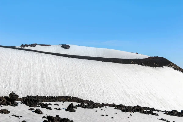 landscape of snow on mount etna