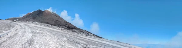 panorama view of snow on mount etna