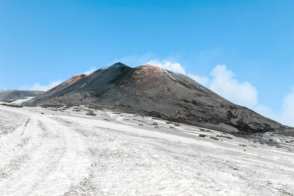 Nieve Carretero Monte Etna —  Fotos de Stock
