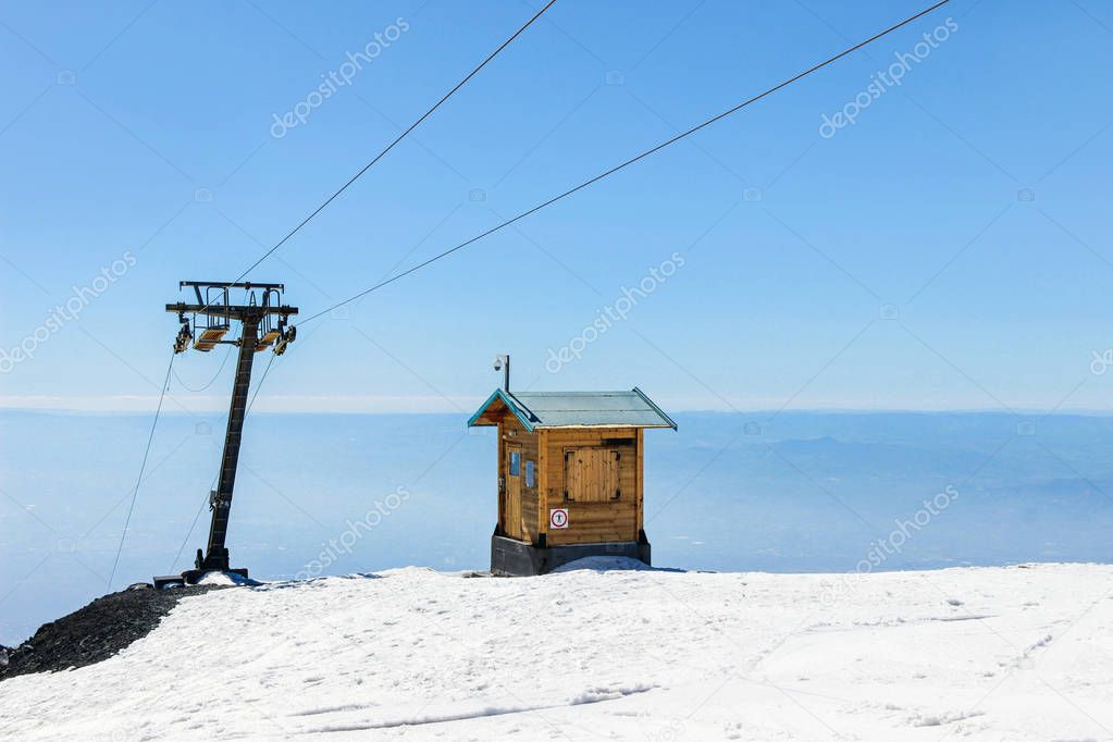 ski lift on mount etna