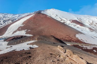 etna Dağı günü kar manzara