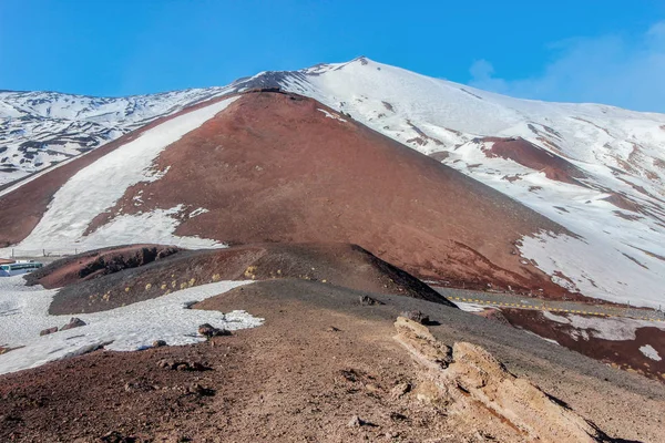 Paisaje Nieve Monte Etna —  Fotos de Stock