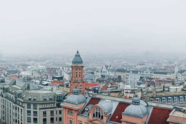 Cityscape of vienna in fog