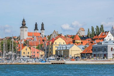 Visby, Gotland, Sweden - August 02, 2017: view of visby old town from harbor in gotland clipart