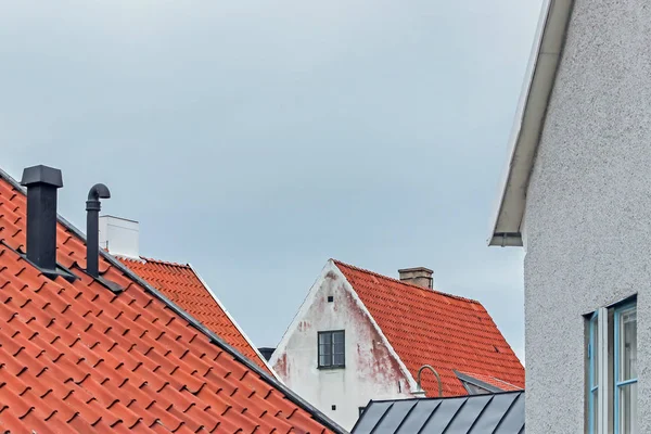 Здания Красной Крышей Висби Швеция — стоковое фото