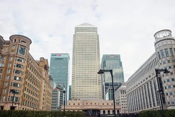 Street View Modern Buildings Canary Wharf London — Stock Photo, Image