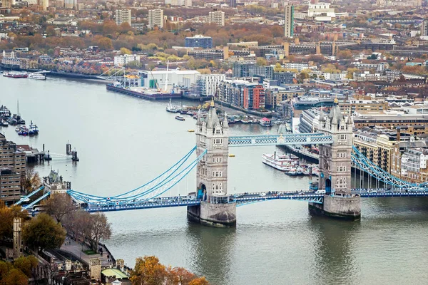 Vue Aérienne Paysage Urbain Avec Pont Dessus Tamise Londres — Photo