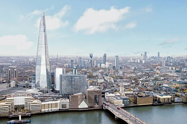 Aerial Cityscape Shard Building Blue Sky London — Stock Photo, Image