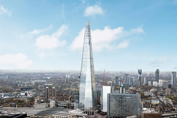 Aerial Cityscape Shard Building Blue Sky London — Stock Photo, Image