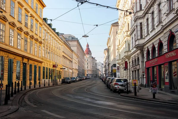 Paisaje Urbano Calle Vacía Con Edificios Antiguos Viena — Foto de Stock