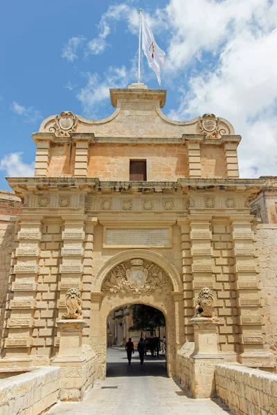 Alte Kalksteinarchitektur Der Altstadt Mdina Malta — Stockfoto