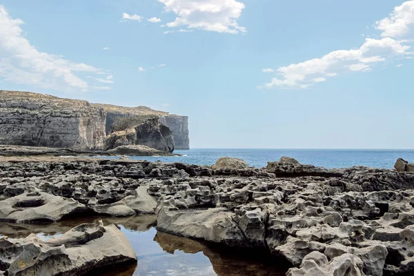 Blue Seascape Cliff Limestone Coastline Malta — Stock Photo, Image