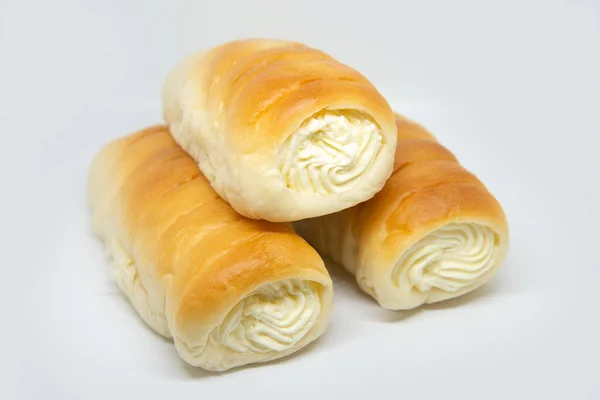 Bread stuffed milk cream — Stock Photo, Image