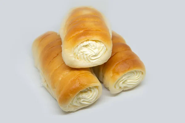 Bread stuffed milk cream — Stock Photo, Image