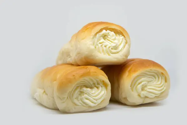 Chleb nadziewane mleko Krem — Zdjęcie stockowe