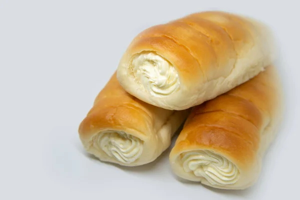 Chleb nadziewane mleko Krem — Zdjęcie stockowe