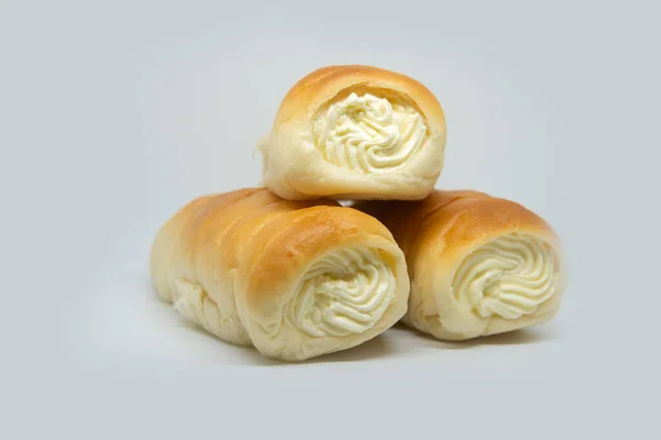 Bread stuffed milk cream — Stock Photo, Image
