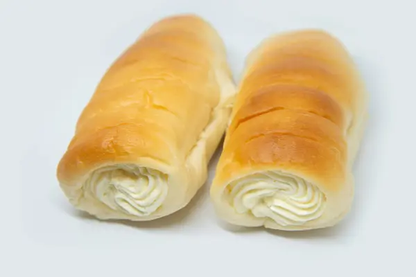 Bread stuffed milk cream — Stock Photo, Image