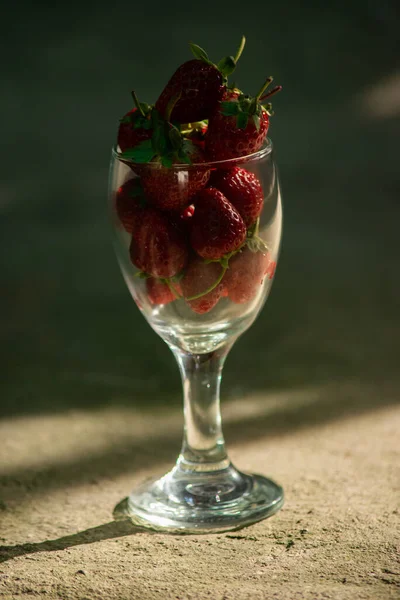 Fresas en un vaso de tallo largo —  Fotos de Stock