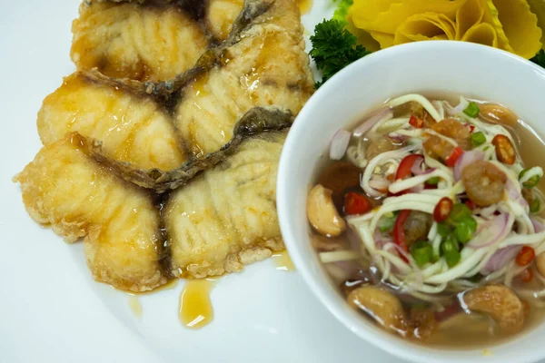 Snapper Atasnya Dengan Saus Piring — Stok Foto