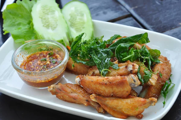 Fried Chicken Wings Fish Sauce — Stock Photo, Image