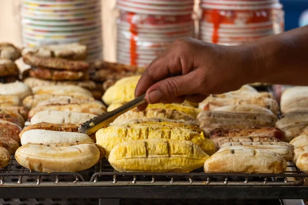 Los Plátanos Tailandeses Parrilla Son Aperitivo Que Está Disponible Las — Foto de Stock