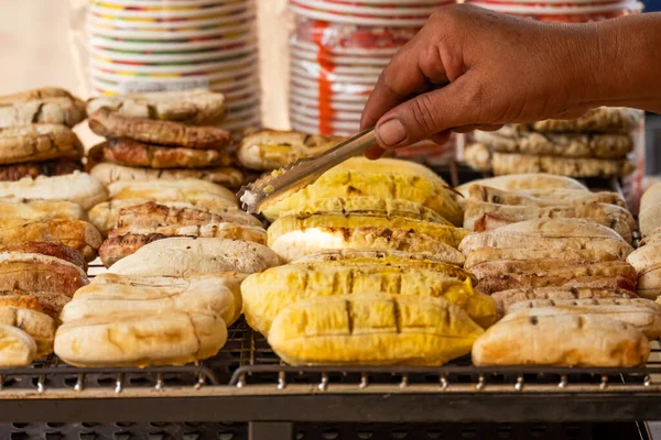 Los Plátanos Tailandeses Parrilla Son Aperitivo Que Está Disponible Las — Foto de Stock