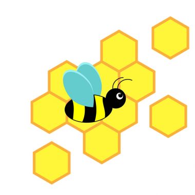 Petek üzerinde beyaz bir arka plan ile arı