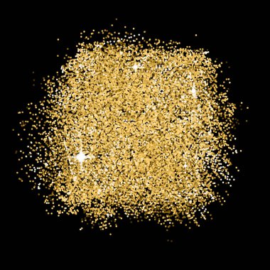 Vektör altın glitter izole. Siyah zemin üzerine altın ışıltı ölçeklenebilir çizimi.