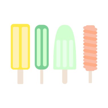 Beyaz arka plan üzerinde izole vektör popsicles.
