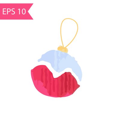 Noel top. Beyaz arka plan üzerinde izole suluboya Noel ağacı oyuncak vektör çizim.