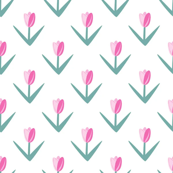 Dekorative nahtlose Muster aus einfachen Tulpen. — Stockvektor
