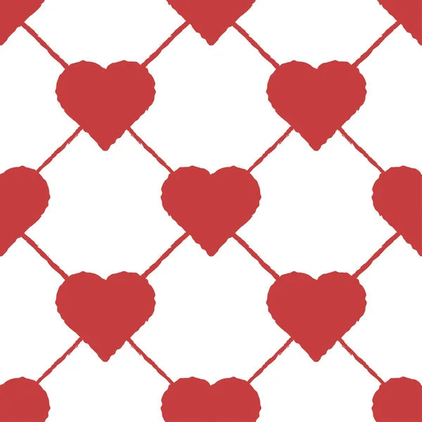 Punaiset sydämet valkoisella pohjalla, saumaton vektori kuva — vektorikuva