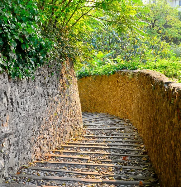 Old Staircase in sun Bergamo — Stock Photo, Image