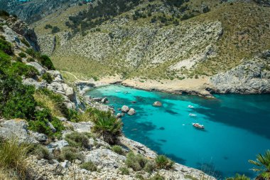 Güzel görünüm Cala Figuera Beach Mallorca, İspanya