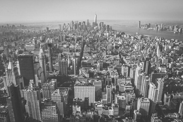 Downtown aerial Manhattan view, New York