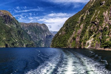 Cruise feribot Milford ses, Yeni Zelanda'da arkasında görüntülemek
