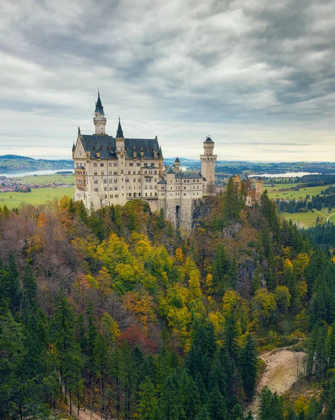 Vista Famosa Castelo Neuschwanstein Estação Outono Baviera Alemanha — Fotografia de Stock