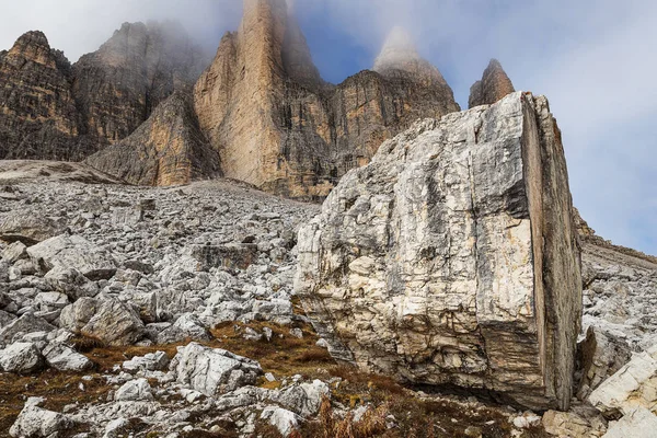 Klippiga Bergen Utsikt Tre Cime Lavaredo Park Dolomiterna Italien — Stockfoto