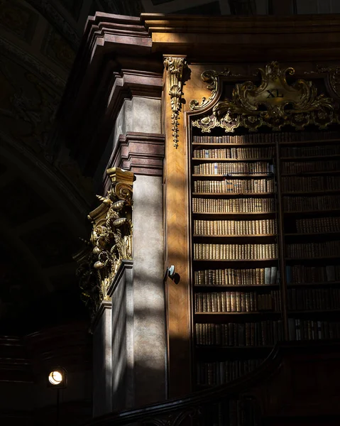 Estanterías Oscuridad Antigua Biblioteca Histórica Europa —  Fotos de Stock