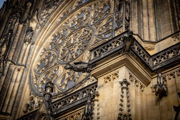 Vista Panorâmica Fachada Gótica Catedral São Vito Praga República Checa — Fotografia de Stock