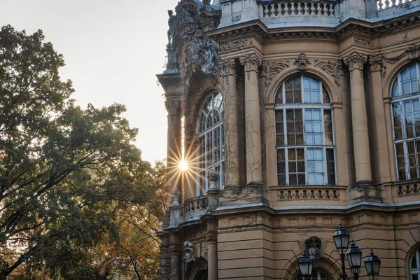 Budapest Hungría Octubre 2019 Sol Mañana Brilla Entre Los Árboles — Foto de Stock