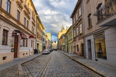 Ceske Budejovice, Çek Cumhuriyeti - Kasım 2019: Ünlü Avrupa kentinin eski sokakları
