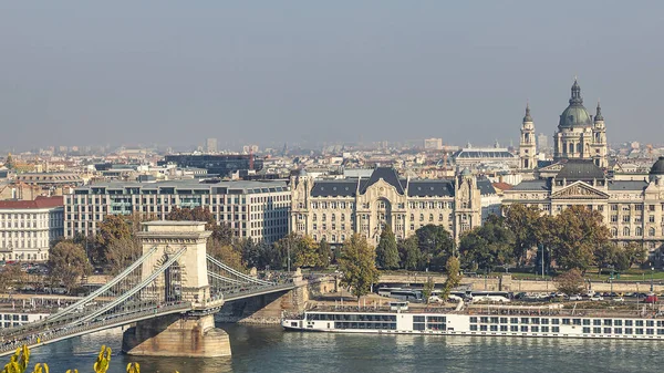 Vue Célèbre Pont Chaîne Basilique Saint Étienne Depuis Palais Royal — Photo