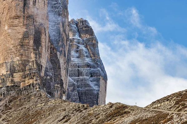 Stora Klippiga Berg Som Kallas Tre Cime Italienska Alper Och — Stockfoto