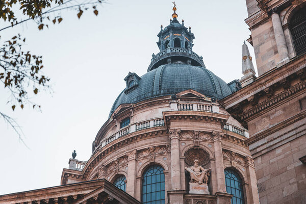 St Stephen Basilica facade details, famous touristic place in Budapest