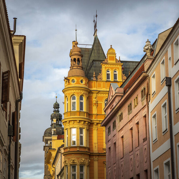 Beautiful old architecture of old town of Ceske Budejovice, Czech Republic
