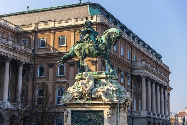 Socha Eugena Savoye Před Královským Palácem Budapešti Maďarsko — Stock fotografie