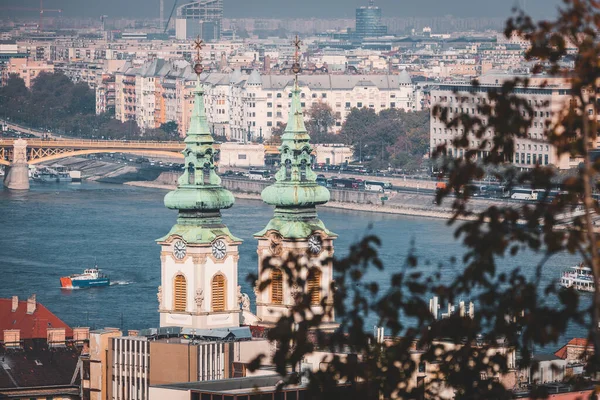 Церковь Святой Анны Видом Реку Дунай Будапеште Венгрия Лицензионные Стоковые Фото