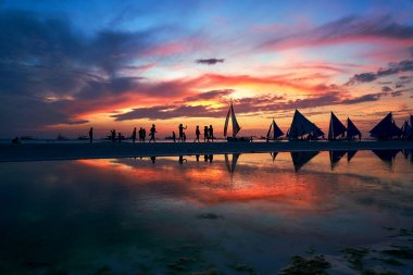 Boracay Beach Filipinler günbatımı